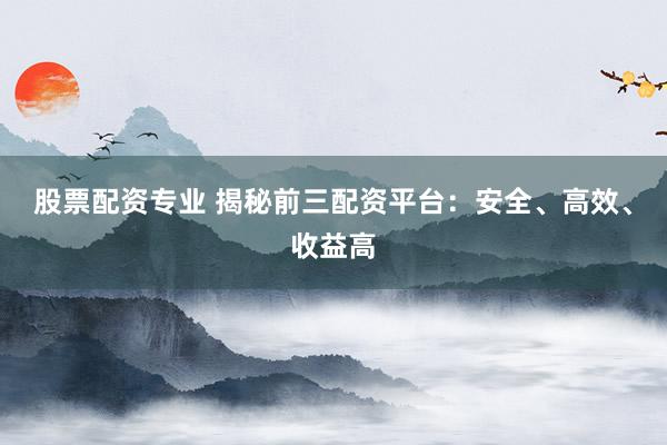 股票配资专业 揭秘前三配资平台：安全、高效、收益高